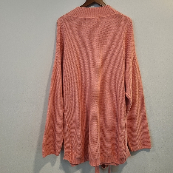 Free People Beach Byron Coral Belted Oversized Sweater - Picture 5 of 6